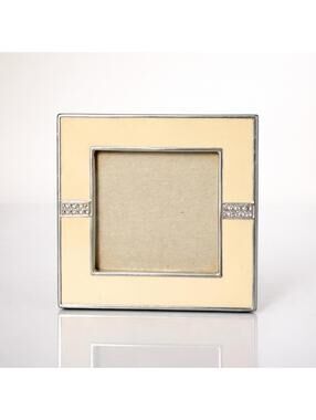 Two’s Company 1980s Miniature Enamel Photo Frame Rhinestone Accent, 3x3”